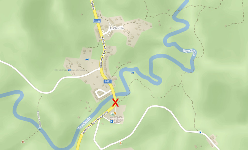 Mapa sendero Vegas Grandes Tope de Collantes Cuba