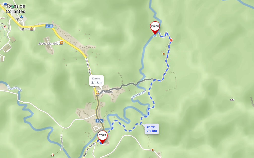 Mapa sendero Vegas Grandes Tope de Collantes Cuba